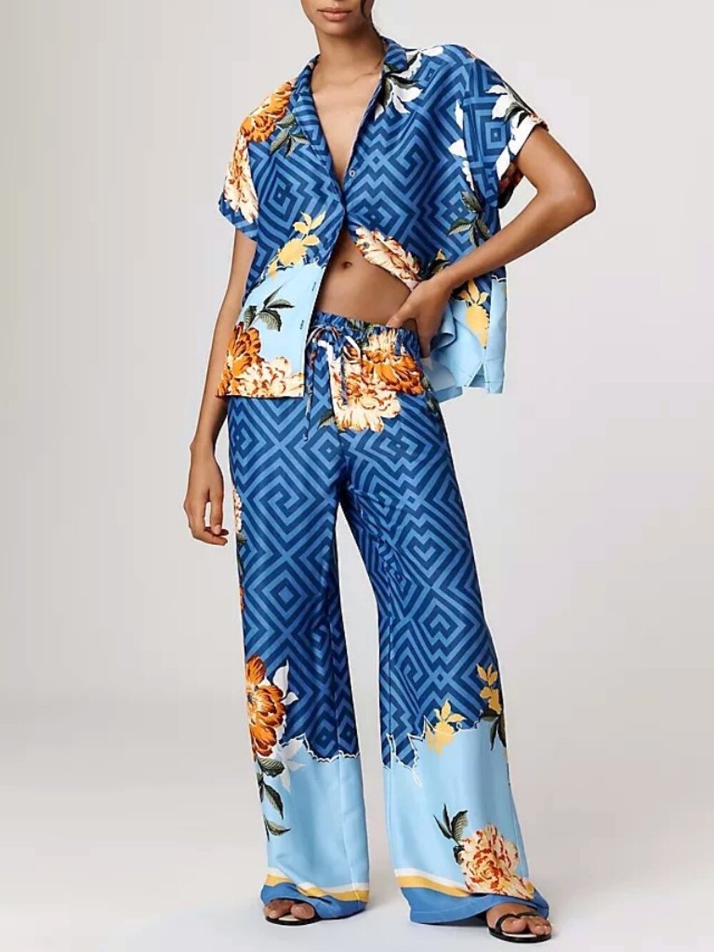 *NWT* Maeve Tropical Straight Leg Pull on Silk Pants Size Large Anthropologie - Picture 1 of 14